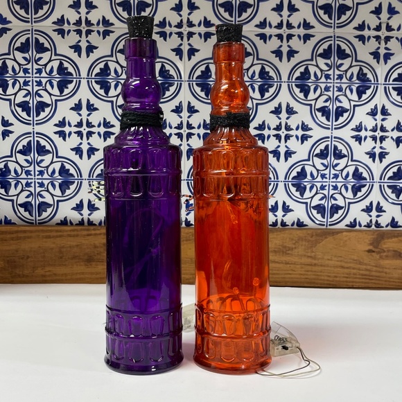 Halloween Decor Lot 5 Piece Light Up Bottles Plaques Witch Shoe Candle Holder - Picture 16 of 17